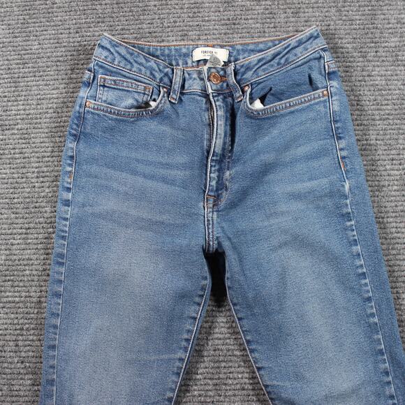Forever 21 Jeans Womens 26 Blue Skinny Mid Rise Stretch 28 Inseam - Picture 3 of 8